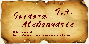 Isidora Aleksandrić vizit kartica